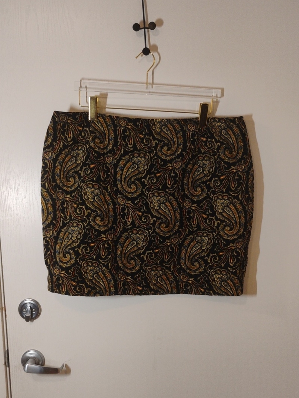 Quilted Black Paisley Jacquard Mini Skirt